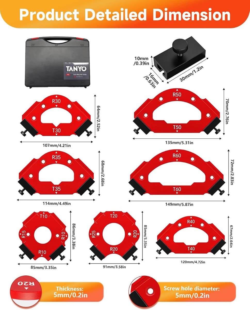 TANYO Router Corner Radius Templates