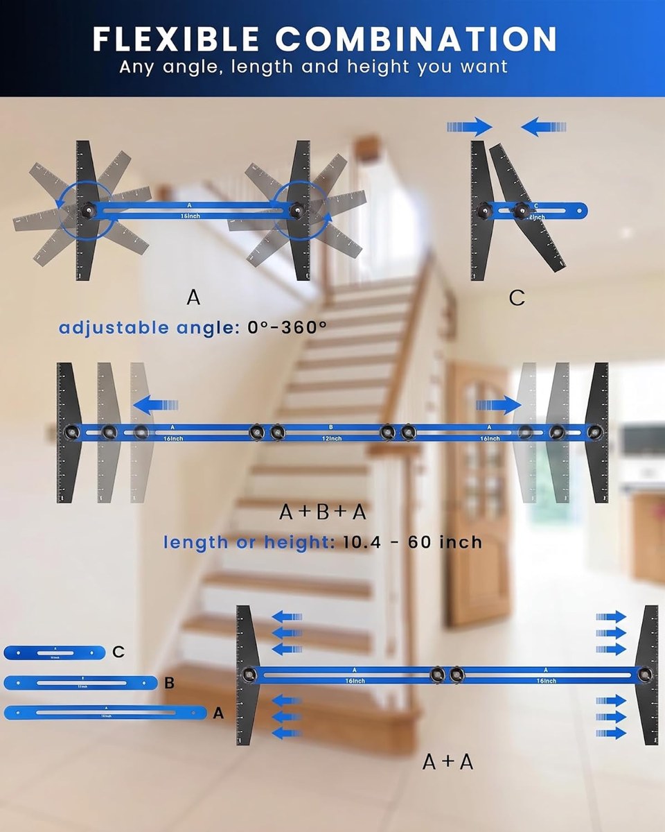 TANYO Stair Tread Template Tool, 8"–60"
